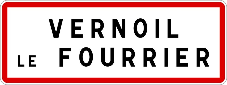 Panneau entr&eacute;e ville agglom&eacute;ration Vernoil-le-Fourrier / Town entrance sign Vernoil-le-Fourrier