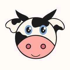 Little calf cute kawaii style. Cartoon animal character in a childish manner. Flat design, hand drawn cartoon, vector illustration.