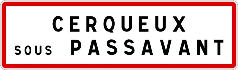 Panneau entrée ville agglomération Cerqueux-sous-Passavant / Town entrance sign Cerqueux-sous-Passavant