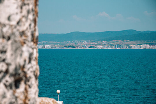 Stunning view of a tranquil sea from The Basilica of Holy Mother of God Eleusa in Nesebar, Bulgaria