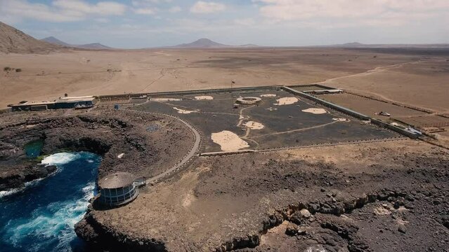 Buracona Volcano Beach at Sal Island in Cabo Verde drone