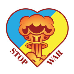 ukraine russia conflict say no to war poster bomb blast stop protest Ukrainian flag vector design