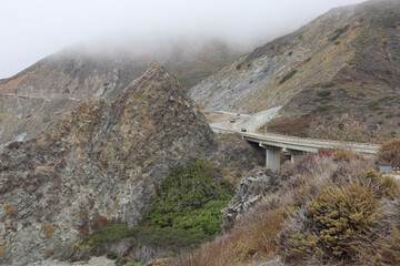 Coastal highway through the oceanside cliffs in Big Sur, California