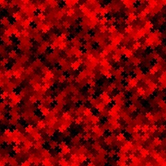 Red puzzle background, banner, texture. Vector jigsaw section template