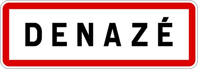 Obraz premium Panneau entrée ville agglomération Denazé / Town entrance sign Denazé