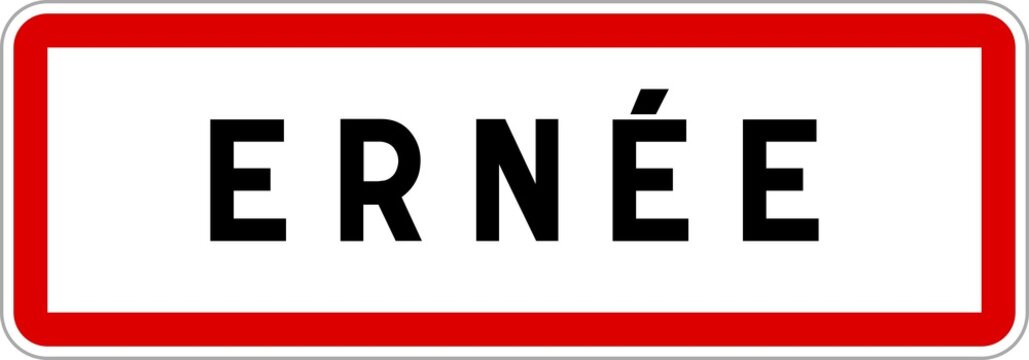 Panneau entrée ville agglomération Ernée / Town entrance sign Ernée