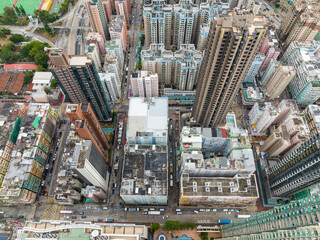 Top down view of Hong Kong city