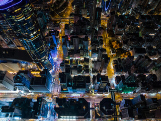 Fototapeta premium Top down view of Hong Kong city at night