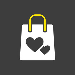 Gist bag with heart vector glyph icon