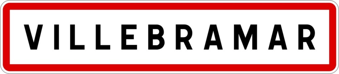Panneau entrée ville agglomération Villebramar / Town entrance sign Villebramar