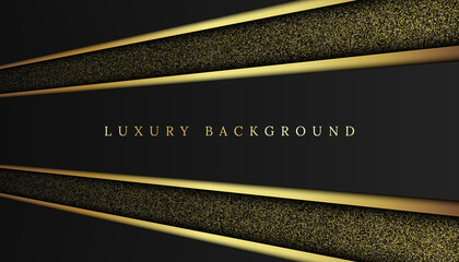 Luxury abstract gold black shape premium background with golden glitter sparkle