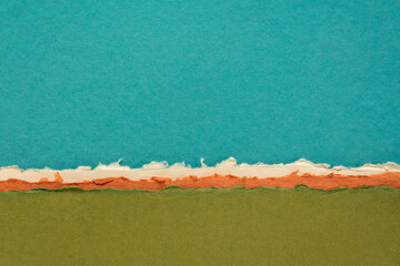abstract landscape in blue and green  pastel tones - a collection of handmade rag papers
