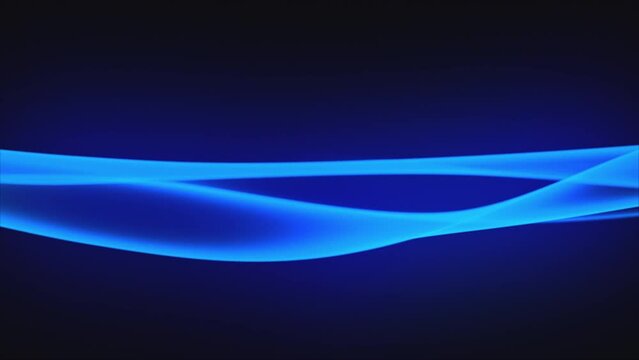 3D animation - Blue light waveform slowly moving in loop on dark background