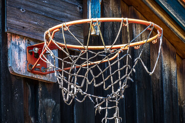 typical basketball hoop at a farm © fottoo