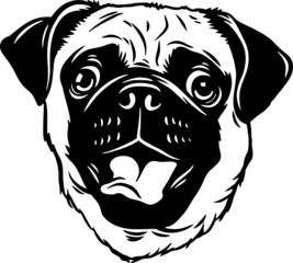 Pug - Funny Dog, Vector File, Cut Stencil for Tshirt