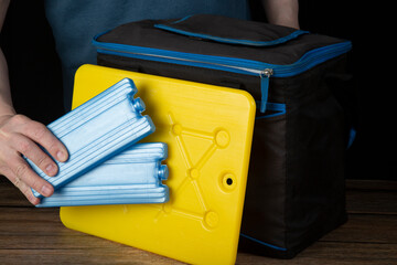 Portable refrigerator portable. Cold storage batteries for the refrigerator.
