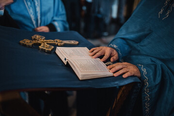 Wedding matrimony in church stock photo.