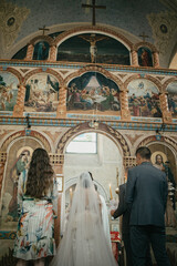 Wedding matrimony in church stock photo.