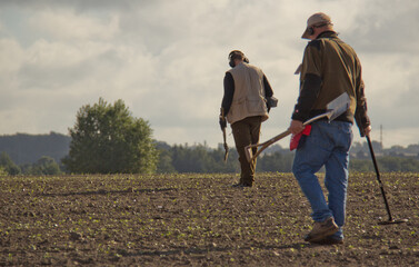 Detectorists looking for ancient metal on the fields in Denmark