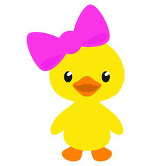 Cute girly duckling vector cartoon illustration