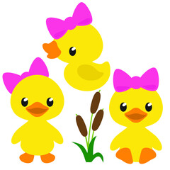 Cute girly duckling vector cartoon illustration