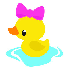 Cute girly duckling vector cartoon illustration
