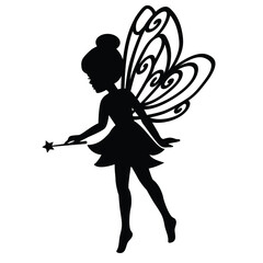 Fairy black silhouette vector cartoon silhouette