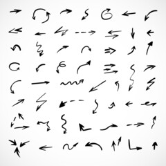 Vector set of hand drawn arrows, elements for presentation