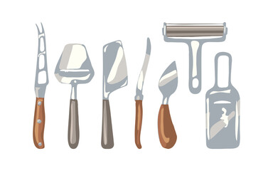 647_cheese knife cheese knife set, graphics, color, hand drawing