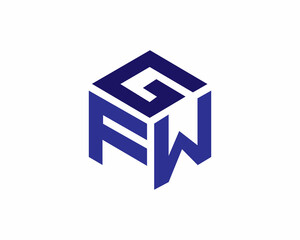 FWG, GFW Letter Hexagon Shape Logo Design. Vector Modern Alphabet Font on White Background. 