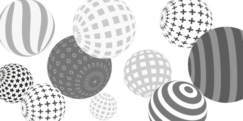 Retro 3d illustration abstract balls, great design for any purposes.  Modern cover concept. Vector technology background.  Background wall design.