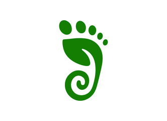 Leaf with foot step vector design