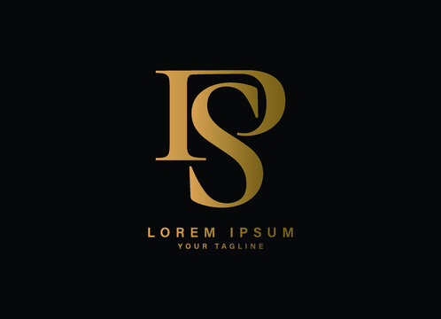 PS letter golden logo design, PS brand logo luxury