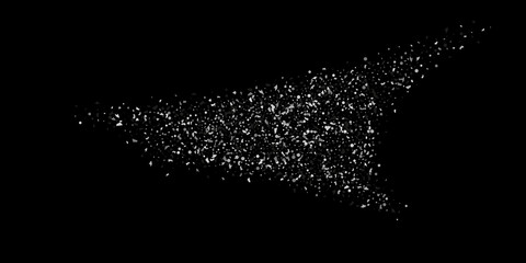 Silver confetti point on a black background. Luxury festive background. Silver grainy abstract texture overflows against a black background. Element of design. Vector illustration, EPS 10.