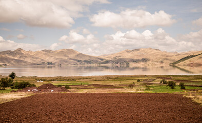 Scenic shot of the Apurimac river valley in Cusco, Peru, on a cloudy day