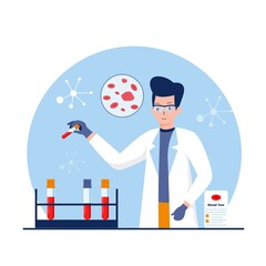 Flat design of blood test for medical and healthcare. Illustration for websites, landing pages, mobile applications, posters and banners. Trendy flat vector illustration