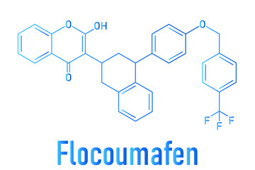 Flocoumafen rodenticide molecule (vitamin K antagonist). Skeletal formula.