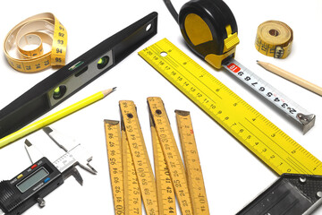 Yellow Measuring tape for tool roulette or ruler. Tape measure template in centimeters. Tapes meter...