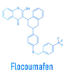 Flocoumafen rodenticide molecule (vitamin K antagonist). Skeletal formula.