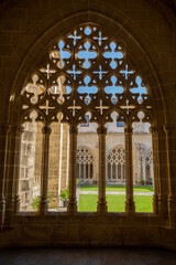 Obraz premium Architectural details of gothic arches in Jerez de la Frontera, sunlight and shadow, Andalusia, Spain