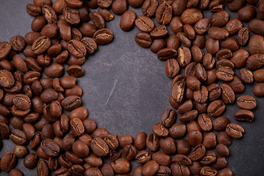 coffee beans on the wooden background