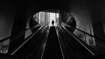 Man in the escalator 