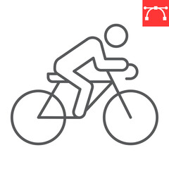 Cycling sport line icon, sport and bicycle, cyclist vector icon, vector graphics, editable stroke outline sign, eps 10.
