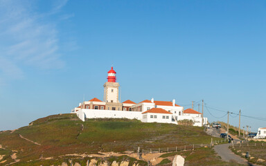 Fototapeta na wymiar Cabo da Roca, a tourist attraction and limit of continental Europe, the westernmost point of Europe, with the lighthouse in the background