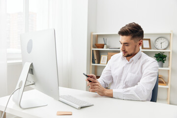 manager office worker in a white shirt emotions executive