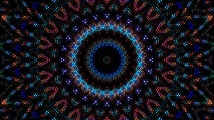 abstract lines colorful light shining round shape in center, black background - Powered by Adobe