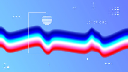 Obraz premium Vector illustration. Abstract surreal liquid panoramic wallpaper. Colorful background. Liquid acid color flow. Memphis pattern. Geometric shape. Blue website design background. Web banner template