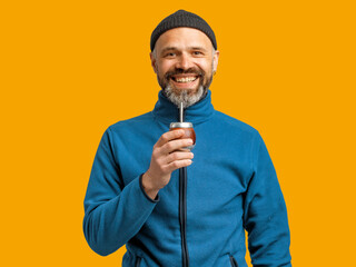 a man drinks mate from calabas. Yerba mate. traditional South American tonic drink