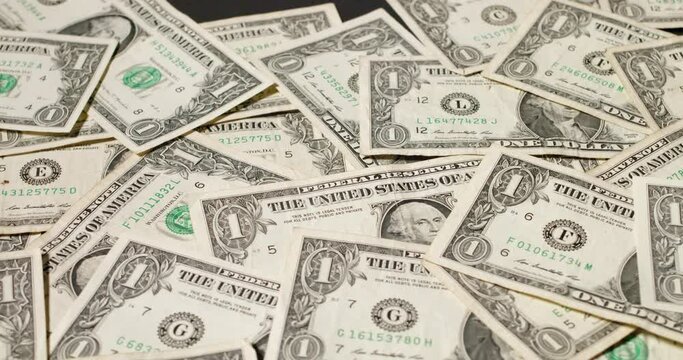 One Dollar banknotes background. US Dollar money and currency. Dollar pattern