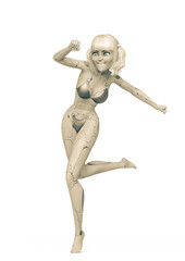 cyber bikini girl cartoon running